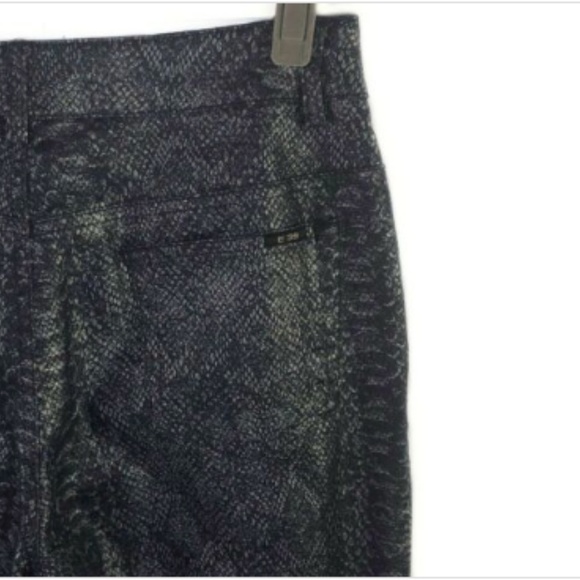 Dark Blue Metallic Snakeskin Skinny Ankle Pants 8 - Picture 4 of 8